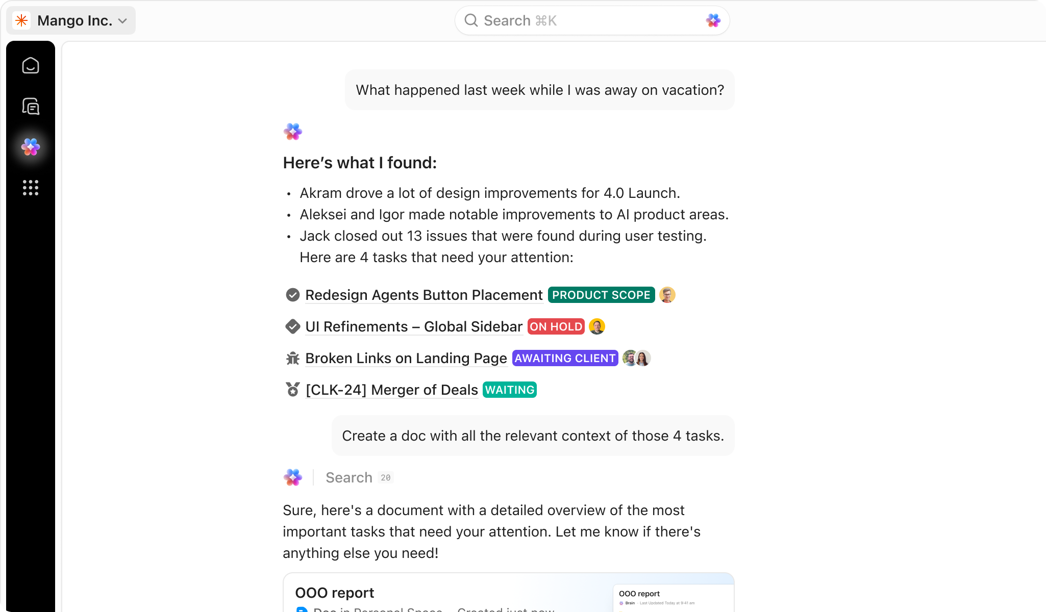 ClickUp Brain Screenshot 